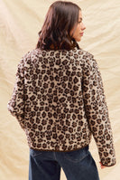 So Me Leopard Sherpa Fleece Jacket in Brown