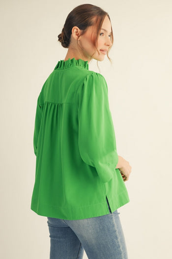 Jodifl Crinkle Texture Top in Kelly Green