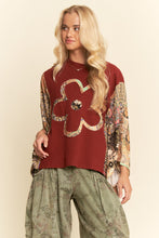 Load image into Gallery viewer, Davi &amp; Dani Boho Patchwork Knit Poncho Top in Burgundy
