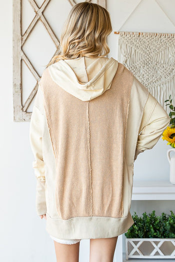 Oli & Hali Color Block Thermal Hoodie in Taupe ON ORDER Shirts & Tops Oli & Hali   