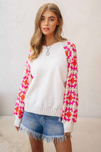 Load image into Gallery viewer, Davi &amp; Dani Solid Color Knit Sweater Top with Long Crochet Sleeves in White Shirts &amp; Tops Davi &amp; Dani   
