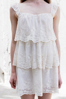 Storia Lace Tiered Mini Dress in Ivory