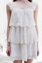 Load image into Gallery viewer, Storia Lace Tiered Mini Dress in Ivory
