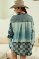 BiBi Checkered Denim Mix N Match Patched Top in Denim