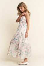 Load image into Gallery viewer, J.nna Floral Print Embroidered Strapless Midi Dress in Spring Bloom
