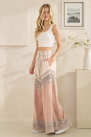 Oli & Hali Mixed Washed Wide Leg Pants with Lace Detail in Mauve