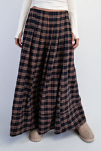 Load image into Gallery viewer, Cotierra Low Waisted Plaid Wide Leg Pants in Midnight Checker
