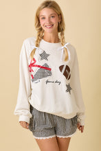 Load image into Gallery viewer, Main Strip Football Game Day Patchwork Top in White
