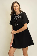 Load image into Gallery viewer, Heyson Rhinestone Bow Mini Dress in Black
