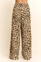 Davi & Dani Leopard Pants with Contrasting Lace Stripe in Taupe Leopard