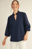 Jodifl Crinkle Texture Top in Navy