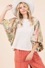 Load image into Gallery viewer, Mittoshop Floral Print Patchwork Flutter Sleeve Top in Mauve Combo
