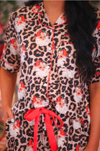 Load image into Gallery viewer, Jess Lea Bow Santa Safari Chic Ruffle Pajama Set in Leopard
