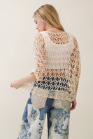 Veveret Boho Breeze Crochet Knit Top in Cream