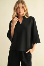 Load image into Gallery viewer, Jodifl Scallop Edge Detail Solid Top in Black
