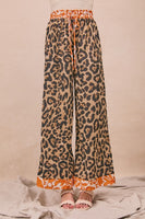 BiBi Lightweight Leopard Pant With Contrasting Print Details in Leopard/Rust