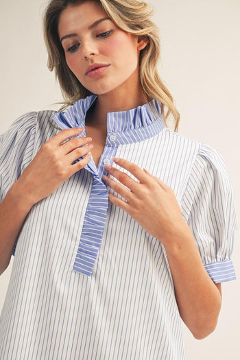 Jodifl Contrasting Striped Dress in Off White