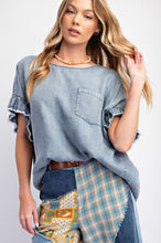 Load image into Gallery viewer, Easel Mineral Washed Loose Fit Top in Washed Denim
