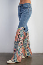 Load image into Gallery viewer, Easel Denim and Mixed Print Bell Bottom Jeans in Washed Denim ON ORDER Pants Easel   
