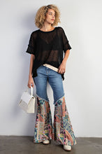 Load image into Gallery viewer, Easel Denim and Mixed Print Bell Bottom Jeans in Washed Denim ON ORDER Pants Easel   
