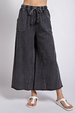 Load image into Gallery viewer, Easel Washed Terry Knit Wide Leg Pants in Black
