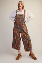 Load image into Gallery viewer, Easel Oversized Floral Print Denim Overall Jumpsuit in Mocha
