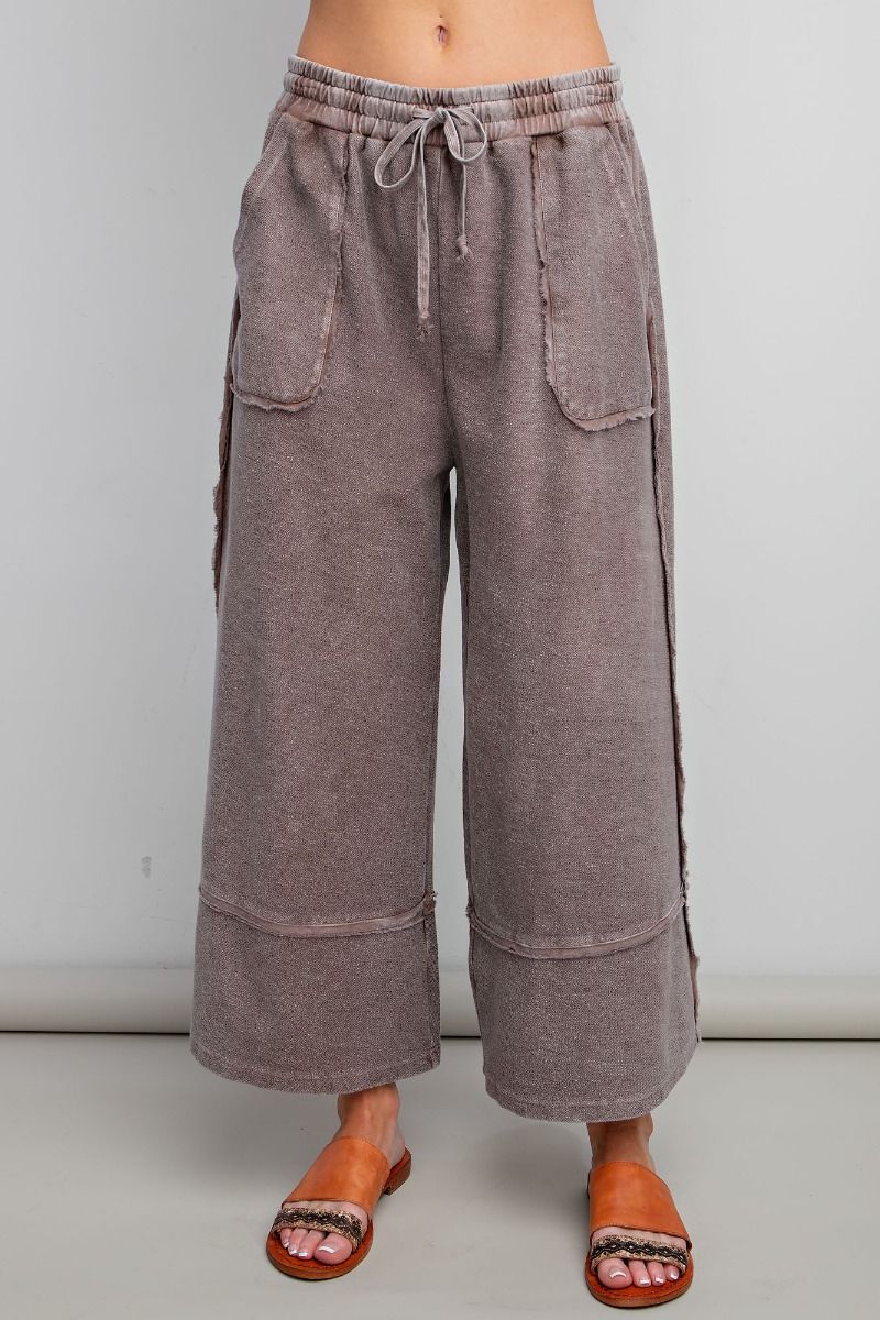 Easel Terry Palazzo Pants in Espresso Pants Easel   