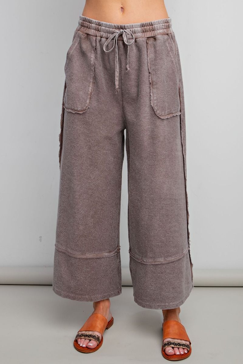 Easel Terry Palazzo Pants in Espresso ON ORDER – June Adel