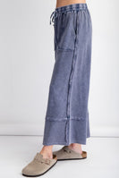 Easel Terry Palazzo Pants in Midnight Blue