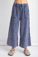 Easel Terry Palazzo Pants in Midnight Blue