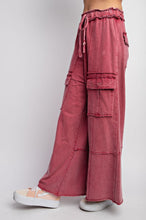 Load image into Gallery viewer, Easel Mineral Washed Terry Knit Cargo Pants in Cherry Blossom Pants Easel   

