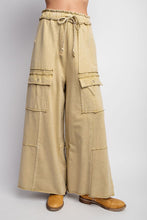 Load image into Gallery viewer, Easel Mineral Washed Terry Knit Cargo Pants in Honey Mustard Pants Easel   
