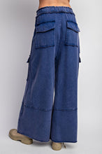 Load image into Gallery viewer, Easel Mineral Washed Terry Knit Cargo Pants in Royal Blue Pants Easel   
