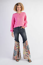 Load image into Gallery viewer, Easel Denim and Mixed Print Bell Bottom Jeans in Black Denim ON ORDER Pants Easel   
