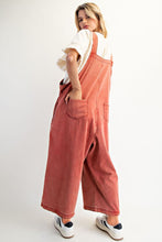 Load image into Gallery viewer, Easel OVERSIZED Flower Patched Overalls in Boho Red
