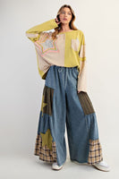 Easel Chambray Pants with Mix N Match Patches in Washed Denim