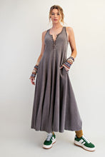 Load image into Gallery viewer, Easel Mineral Washed Solid Color Jumpsuit in Coffee
