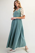 Load image into Gallery viewer, Easel Mineral Washed Solid Color Jumpsuit in Faded Teal
