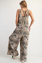 Load image into Gallery viewer, Easel Camouflage Print Thermal Knit Jumpsuit in Khaki Brown
