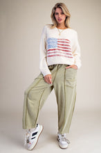 Load image into Gallery viewer, Easel Mineral Washed Terry Knit Barrel Pants in Martini Olive
