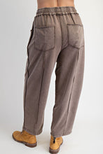 Load image into Gallery viewer, Easel Mineral Washed Terry Knit Barrel Pants in Mocha
