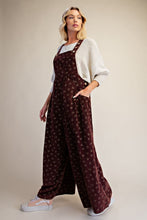Load image into Gallery viewer, Easel Floral Print Washed Baby Corduroy Overalls in Eggplant

