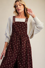 Load image into Gallery viewer, Easel Floral Print Washed Baby Corduroy Overalls in Eggplant
