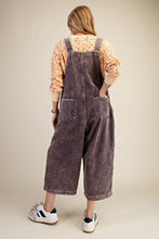 Load image into Gallery viewer, Easel OVERSIZED Corduroy Flower Patched Overalls in Mocha
