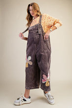 Load image into Gallery viewer, Easel OVERSIZED Corduroy Flower Patched Overalls in Mocha
