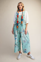 Load image into Gallery viewer, Easel Loose Fit Floral Print Overalls in Mint Blue
