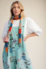 Load image into Gallery viewer, Easel Loose Fit Floral Print Overalls in Mint Blue
