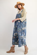 Load image into Gallery viewer, Easel Loose Fit Floral Print Overalls in Washed Denim ON ORDER
