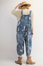 Load image into Gallery viewer, Easel Loose Fit Floral Print Overalls in Washed Denim ON ORDER
