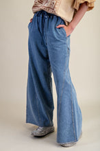 Load image into Gallery viewer, Easel Mineral Washed Terry Knit Pants in Light Denim

